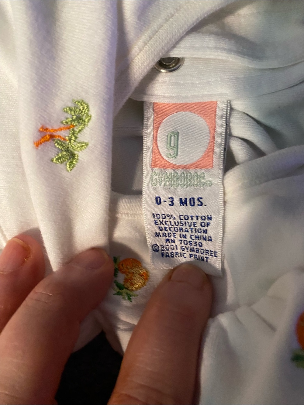 Vintage Y2K Gymboree White Baby Romper w/Flamingo & Palm Trees, size 0-3 months - Picture 6 of 7